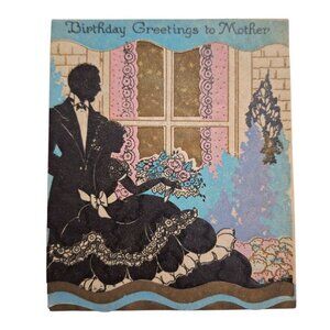 Birthday Greetings To‎ Mother Vintage Card 1950s Folded Paper Flowers Embossed